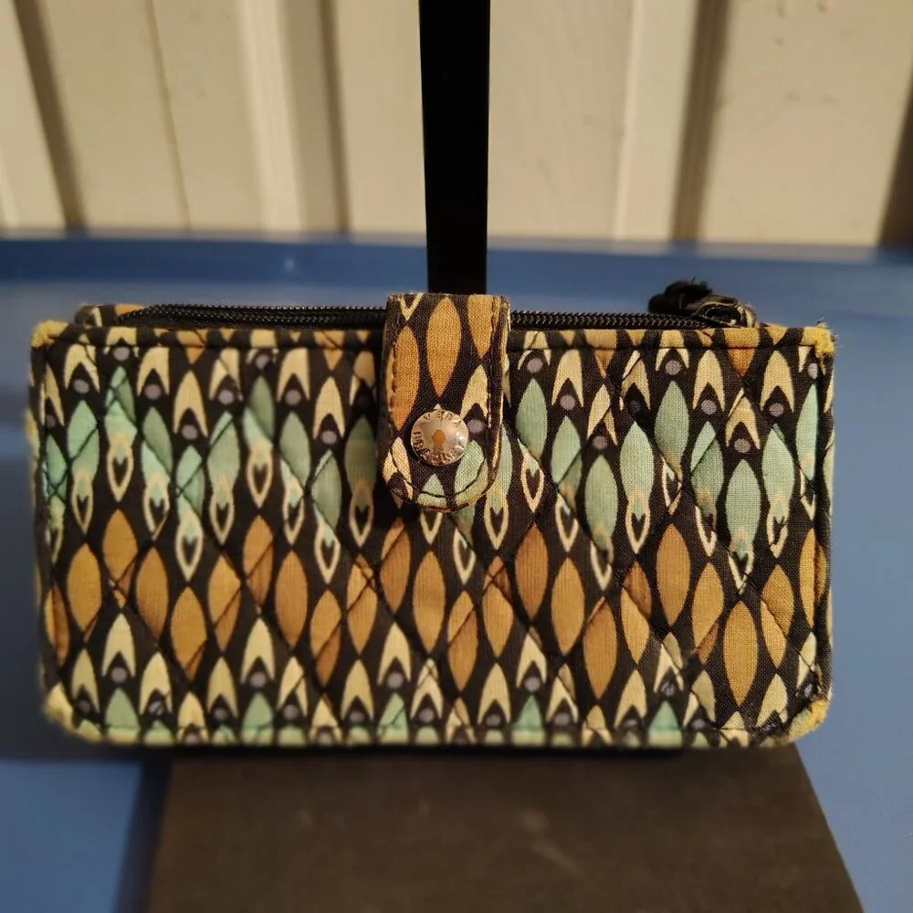Vera Bradley small wallet all in one Sierra Stream retired pattern cotton brown - Picture 2 of 4